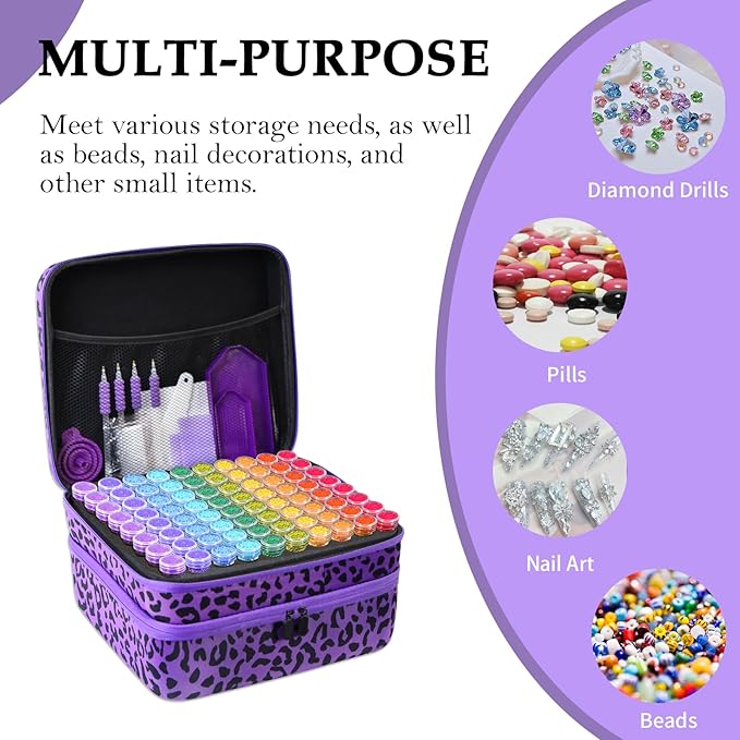 ZORETCO Diamond Painting Storage Box, 240 Slots Bead Storage Containers with Tools Kit for Diamond Art Accessories Craft Jewelry Beads Organizer