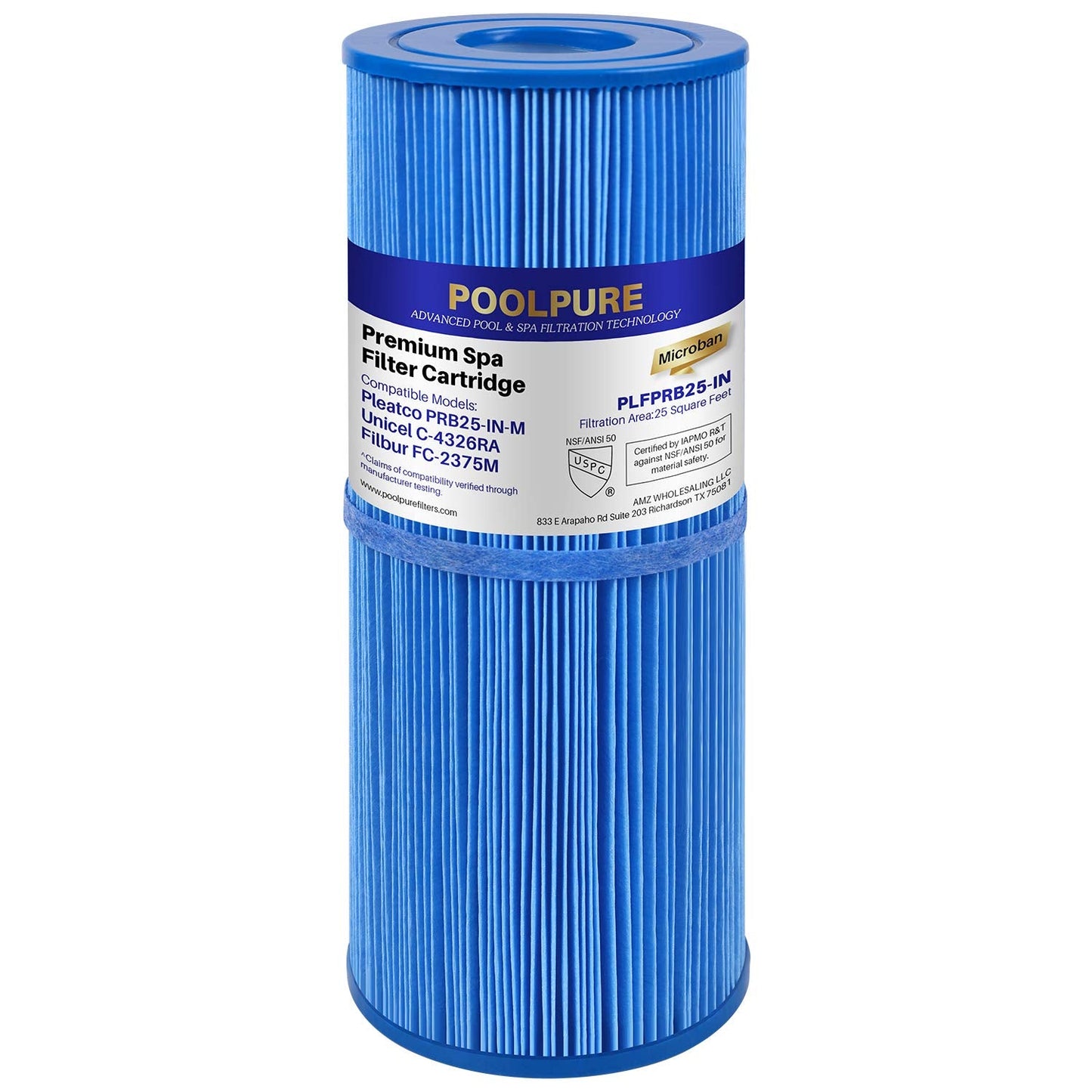 POOLPURE Antimicrobia PRB25-IN-M Spa Filter Replaces Unicel C-4326RA, Filbur FC-2375M, 3005845, 17-2327, 100586, 33521, 25392, 817-2500, 5X13 Drop in Spa Filter 1 Pack