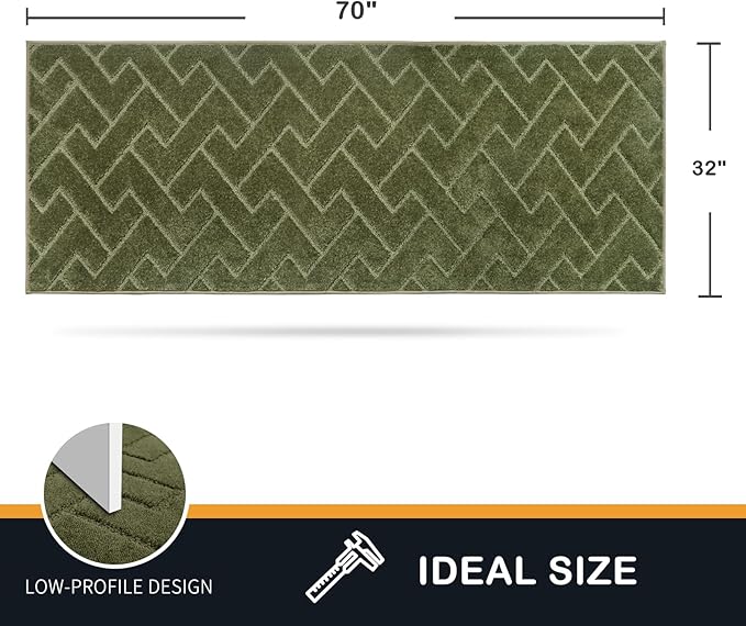 PURRUGS Dirt Trapping Door Mat 32" x 70", Non-Slip Machine Washable Entry Rug, Dog Doormat, Indoor Front Door Mat, Super Absorbent Entryway Rug for Muddy Shoes & Paws, Sage Green