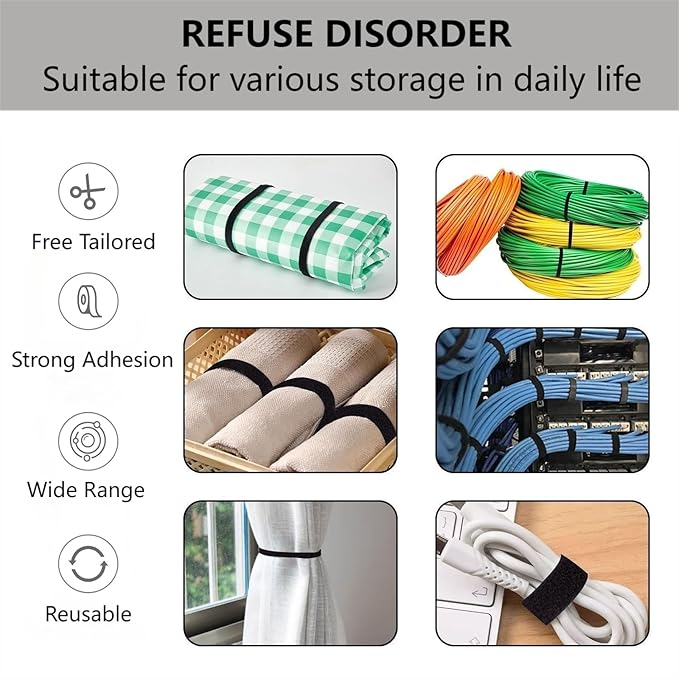 27 Yards x 1Inch Reusable Cable Ties - BSELEYY Adjustable Cord Straps Cable Management Tape Cord Organization Straps Hook Loop Tape Cord Wrap for Home,Office, Wire Bundling