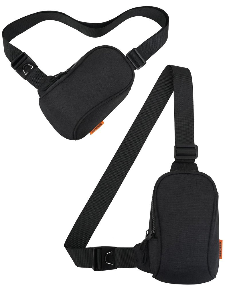 Peicees Sportswear Essentials Small Crossbody Bag for Men Women Mini Sling Bag Travel Running Phone Daypack Cross Body Shoulder Bags, Black
