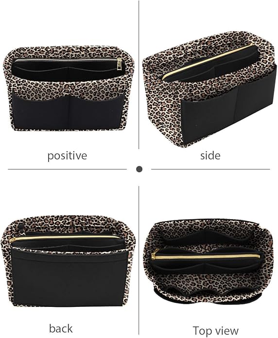 LEXSION Felt Purse Bag Organizer Insert with zipper Bag Tote Shaper Fit Speedy Neverful PM MM