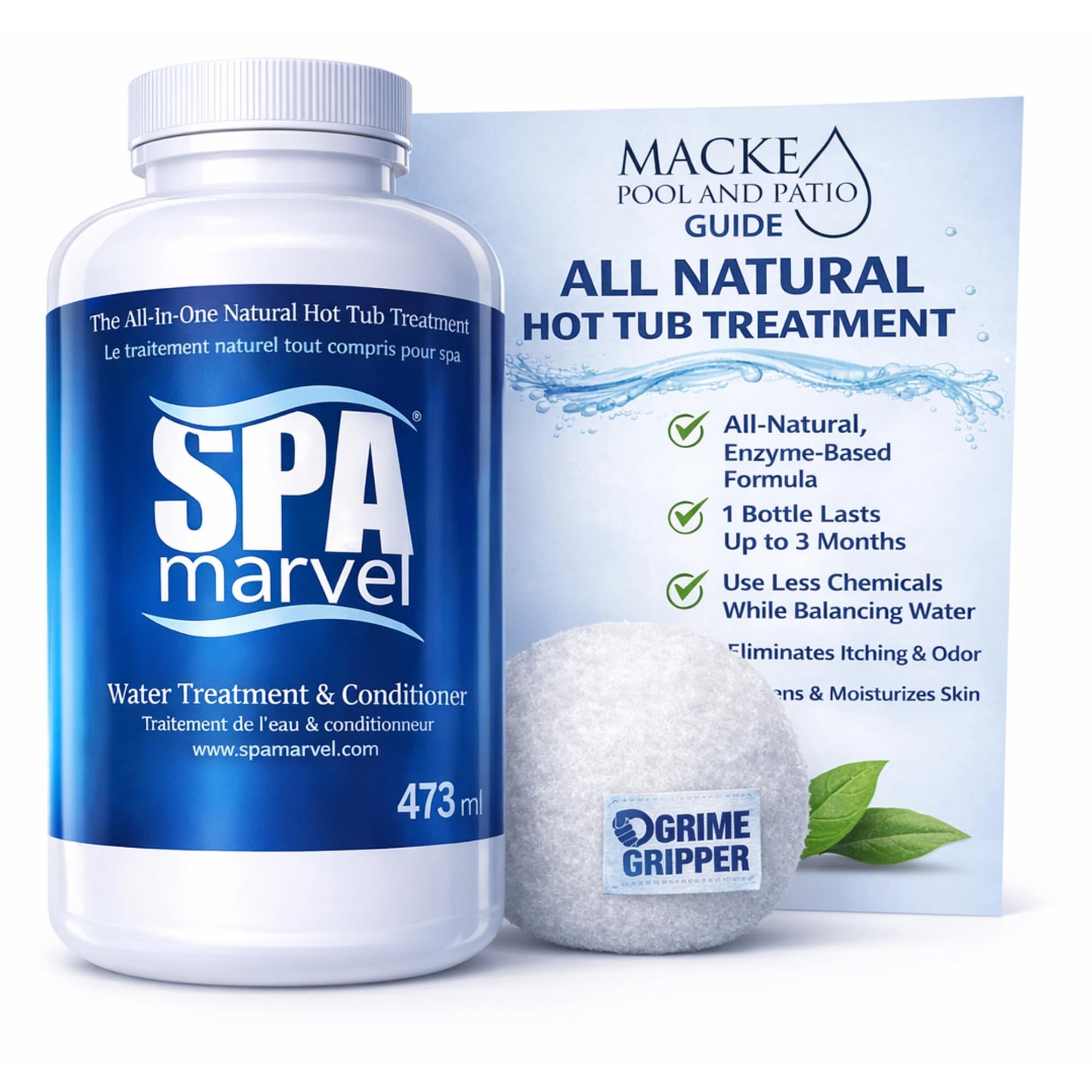 Spa Marvel Treatment and Conditioner Plus Hot Tub Sponge Oil Absorber - 1 Pack
