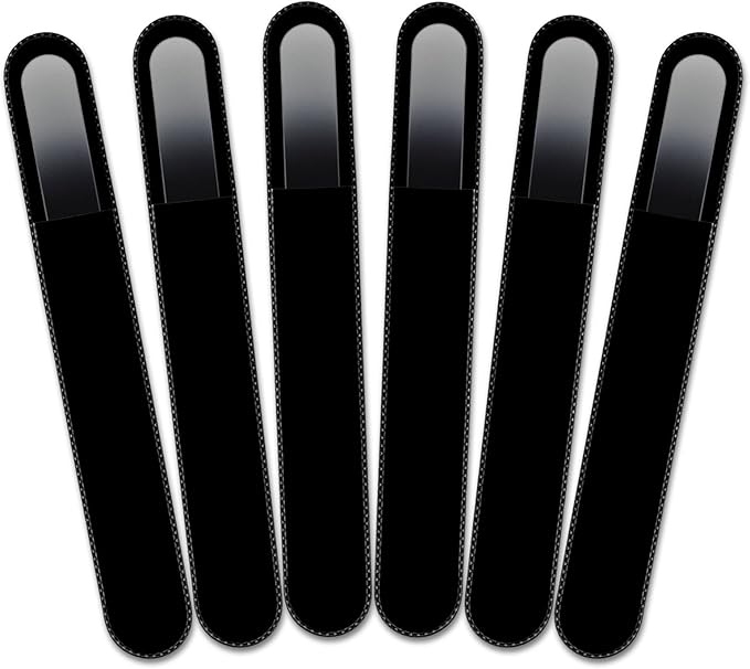Mont Bleu Rainbow Crystal Nail File in Black Pouch - Large/Professional Size - Czech Tempered Glass - Handmade in Bohemia (Czech Republic)