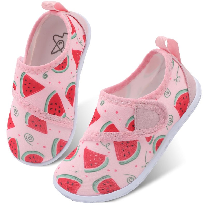 LeIsfIt Toddler Water Shoes Boys Girls Barefoot Aqua Socks Kids Breathable Quick-Dry Swim Shoes for Beach Pool Surf, Watermelon, 7 Toddler