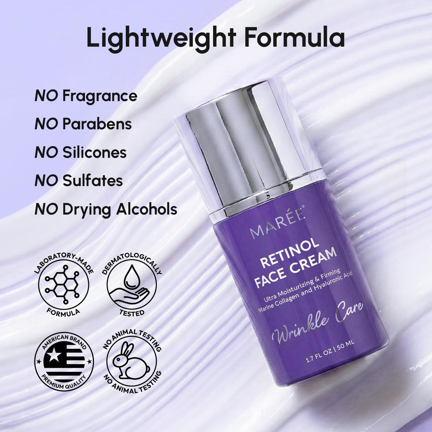 MAREE Face Moisturizer – Retinol Face Cream for Women Moisturizing with Collagen & Hyaluronic Acid – Day & Night Anti-Aging Facial Wrinkle DD Cream Moisturizer for Dry Skin – Crema Para la Cara