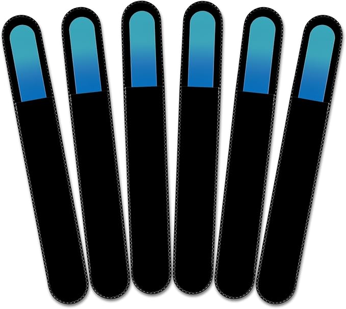 Mont Bleu Rainbow Crystal Nail File in Black Pouch - Large/Professional Size - Czech Tempered Glass - Handmade in Bohemia (Czech Republic)