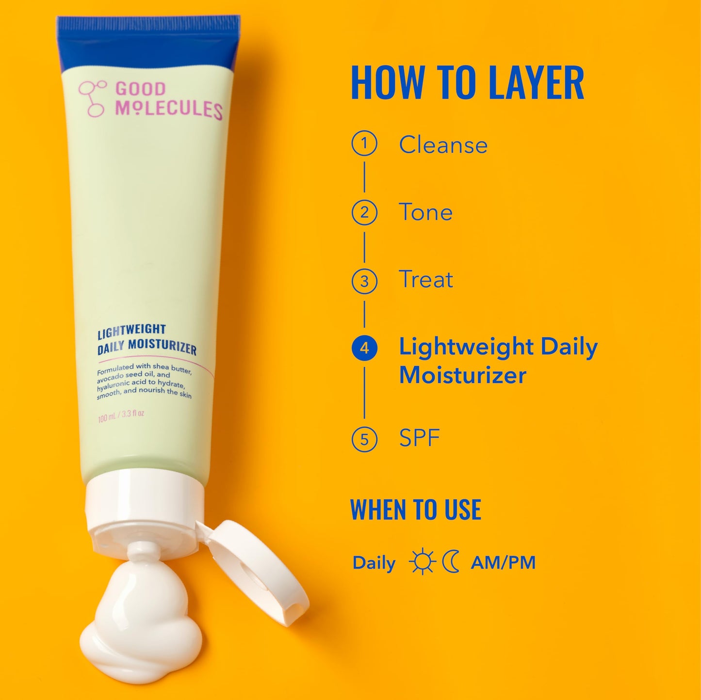 Good Molecules Lightweight Daily Moisturizer Face Cream Pack 2 – 100 ml / 3.38 fl oz Each - Non-Greasy Facial Moisturizer Face Lotion with Shea Butter & Hyaluronic Acid