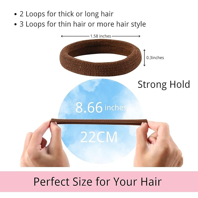 LuSeren 120 Pcs No Damage Hair Ties for Thick Hair, Large Soft Seamless Nylon Hair Elastics for Women, Ponytail Holders, Hair Accessories Ã¢ÂÂ Neutral Colors