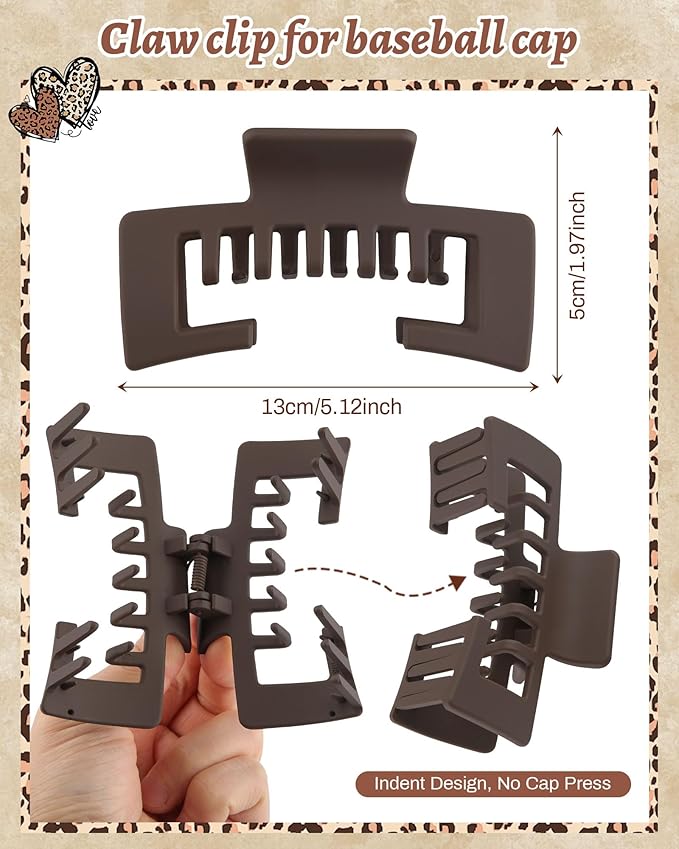 Hat-Friendly Claw Clips for Baseball Caps - 4 Pcs Trucker Hat Hair Clips for Women, Claw Clips for Thick Hair Hat Hairstyles, Gifts Hair Accessories