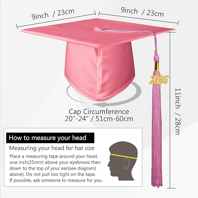 GraduationMall Matte Graduation Cap with 2026 Tassel for High School & Bachelor