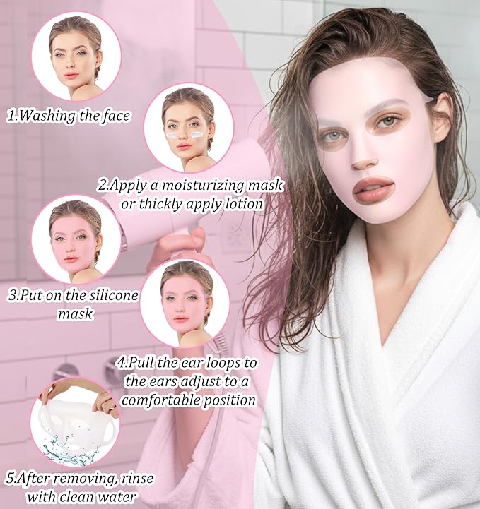 4 Pcs Face Mask Holder Skincare, Silicone Reusable Sheet Mask Holder Anti-Wrinkle Face Masks Cover for Sheet Masks, Moisturizing, Prevent Evaporation, Skincare Tool for Women, Pink & White