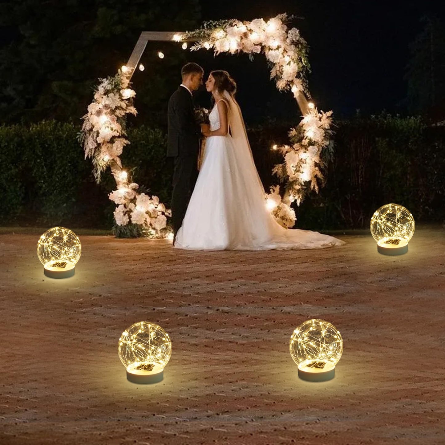 LENONE Floating Pool Lights Solar Powered, 6.5 Inch Warm White Light Up Solar Pool Lights That Float, Updated Waterproof Floating Pool Balls for Patio Party Decor(2 Piece)
