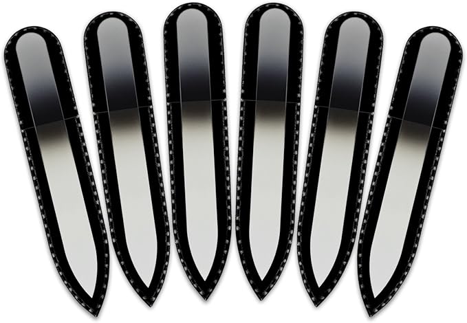 Mont Bleu Rainbow Crystal Nail File in Black Pouch - Small/Purse Size - Czech Tempered Glass - Handmade in Bohemia (Czech Republic)
