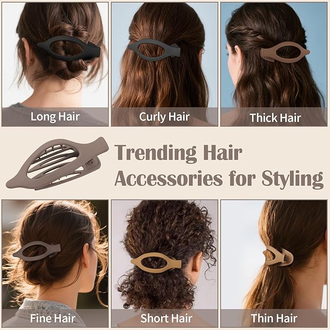 8 Pack French Flat Hair Clips, Non-Slip Large Hair Clips for Women, Matte Neutral Flat Hair Claws for Thick Thin Hair