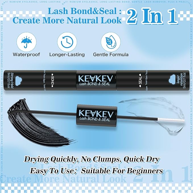 KEVKEV Wispy Lash Clusters Kit Invisible Thin Band Natural Eyelash Clusters 8-16mm Lash Extension Kit Mix Length Natural Look Cluster Eyelash Extensions With Lash Bond Lash Tweezers DIY Lash At Home