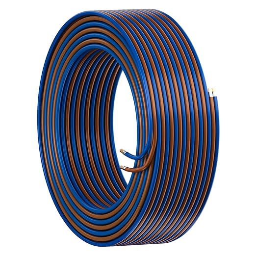 HiFind 16/2 Gauge AWG Car Audio Speaker Wire Cable 35 Ft, Professional Shielded OFC Zipper Wire, Transparent Soft PVC for Automotive Stereo HiFi Home Theater System, Subwoofer, Blue+ Brown