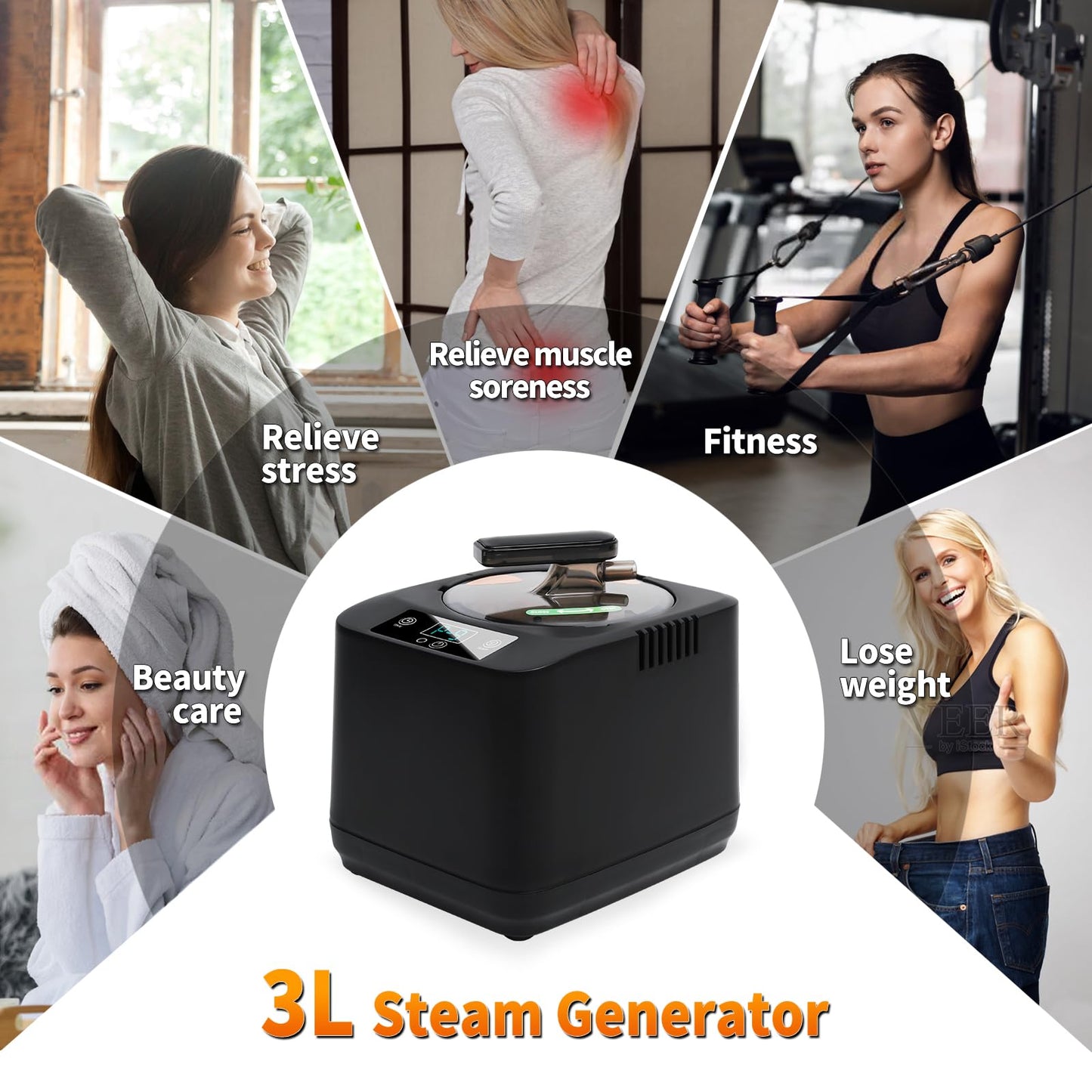 Portable Sauna Steamer Machine with Remote Control, 3L 1200W Upgrated Steam Generator for Sauna, 9 Levels, 120 MIN Timer, for Home Spa Sauna Accessories