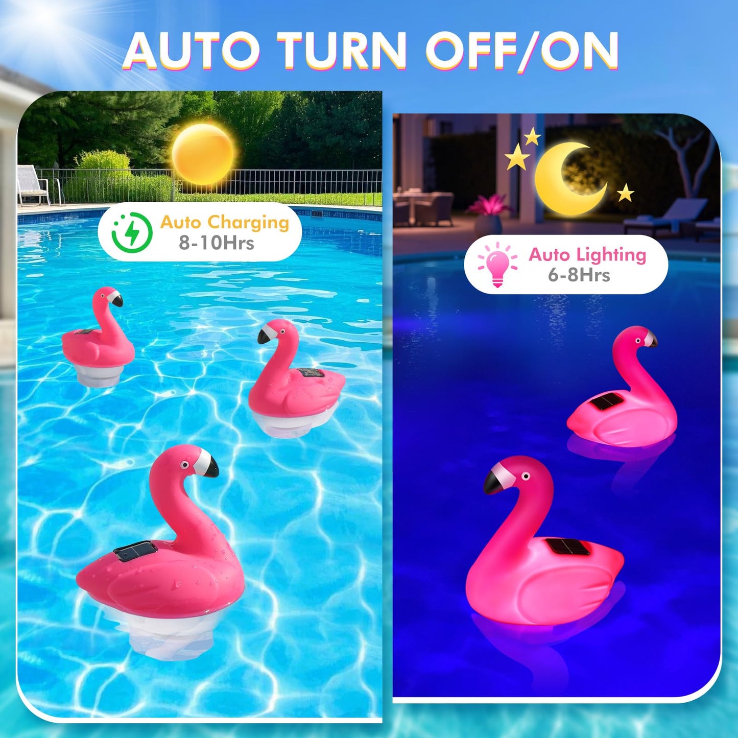 Blufree Pool Chlorine Floater, Solar Flamingo Chlorine Tablet Floater w/Adjustable Release, Glow in The Dark Large Capacity Floating Chlorines Dispenser for Pool Hot Tub Spa