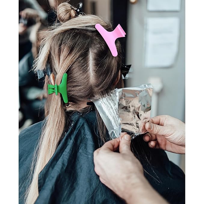 Hair Clips for Styling Sectioning 12 Pack Green Pink Butterfly Clamps Hair Claw Clips Pro Salon Hair Clips for Styling, Sectioning, Cutting and Coloring