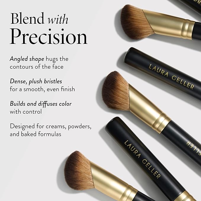 LAURA GELLER NEW YORK Sculpting Face Brush – Angled Makeup Brush for Blending & Contouring – Dense Vegan Bristles – For Cream, Powder & Baked Formulas