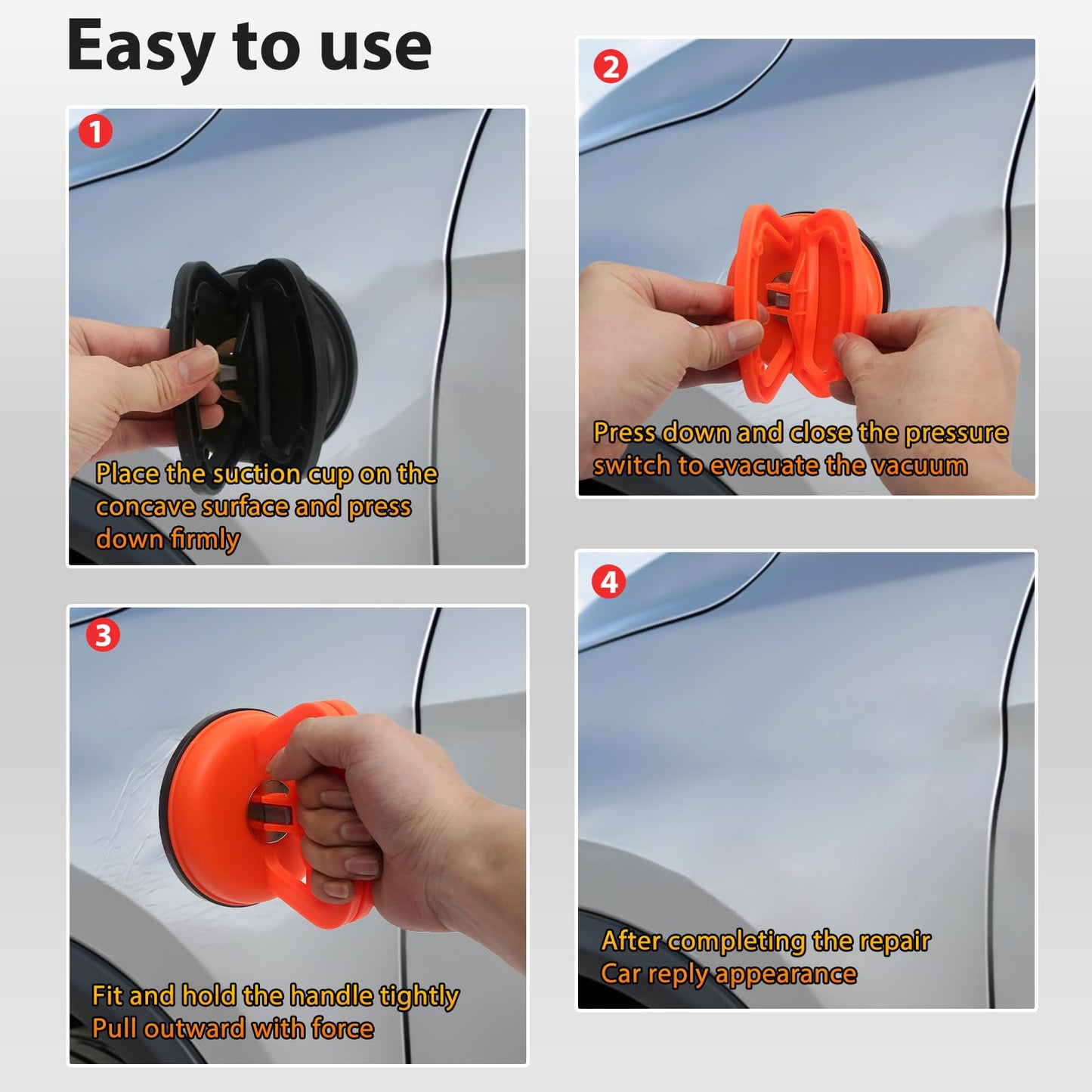 Dent Remover Tool for Car, Car Body Repair Dent Removal Tools, Orange Suction Cup Dent Puller, Hail Damage Repair Kit Dent Puller Tool