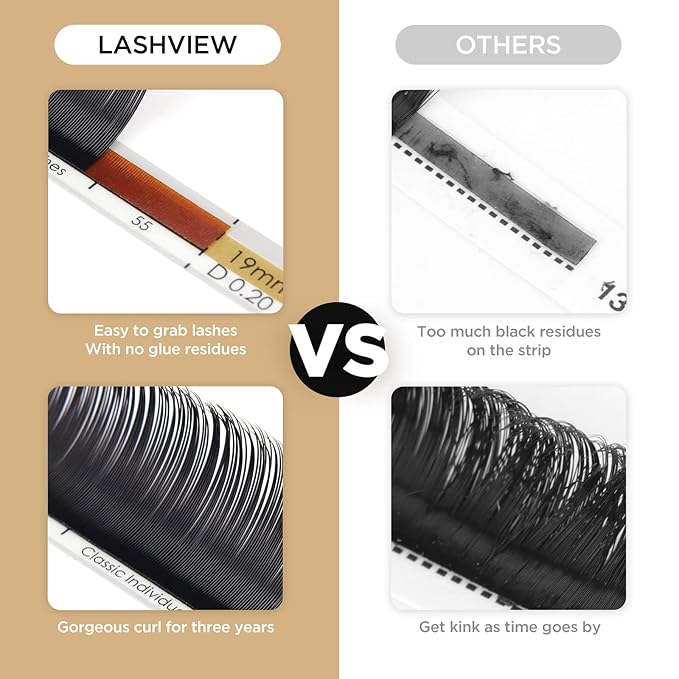 LASHVIEW Eyelash Extensions,Individual Lashes,0.15 Thickness C Curl 13mm, Premium Single &Classic Lashes,Natural Semi Permanent Eyelashes, Lashes,Soft Application-Friendly