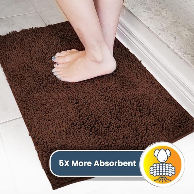 Muddy Mat® | Super Absorbent Door Mat Indoor, Microfiber Quick Dry Chenille Entryway Rug, Non-Slip Front Door Mat, Indoor Mats for Entryway, Machine Washable Pet Rug, Brown 16"x24"