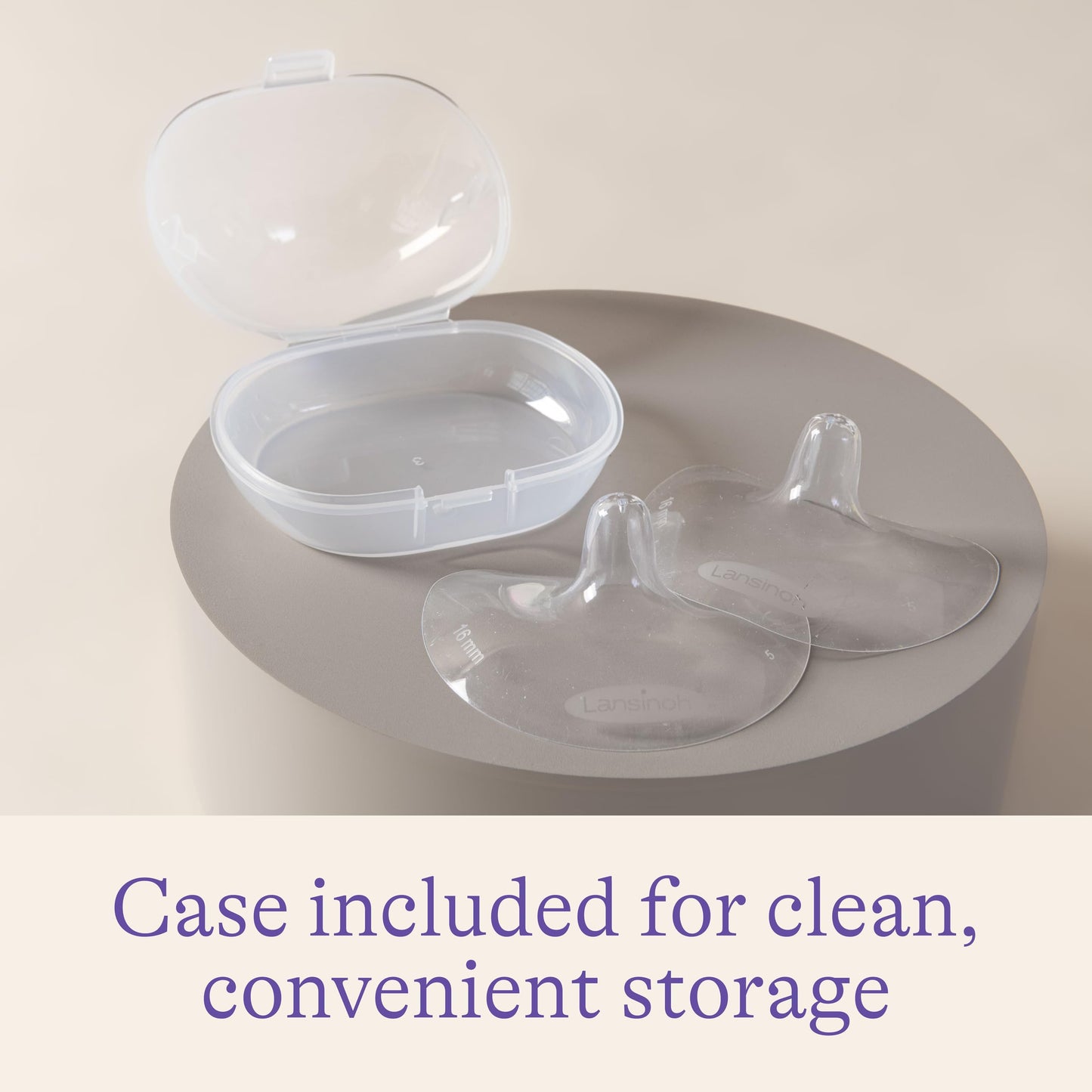 Lansinoh Contact Nipple Shields for Nursing Mothers, Ultra-Thin Soft & Flexible Medical-Grade Silicone Shields for Sensitive Nipples, Latch-On Support, with Protective Case, 16mm + 20mm, 4 Count