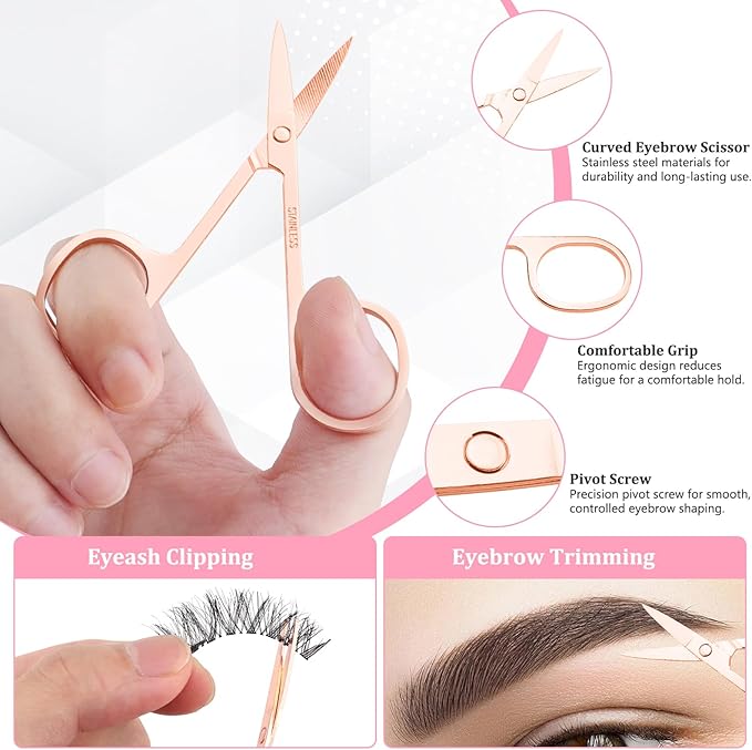 NICEMOVIC 7 Pcs Tweezers Set for Women Facial Hair, Tweezers for Eyebrows with Scissor & Brush, Easter Basket Stuffers for Women Teen Girls, Mother's Day Gifts, Stocking Stuffers Christmas Gifts