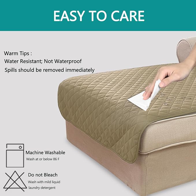 U-NICE HOME Sectional Couch Cover for Dogs Pets Chaise Lounge Reversible Sofa Cover Furniture Protector with Elastic Adjustable Strap, Light Camel/Beige