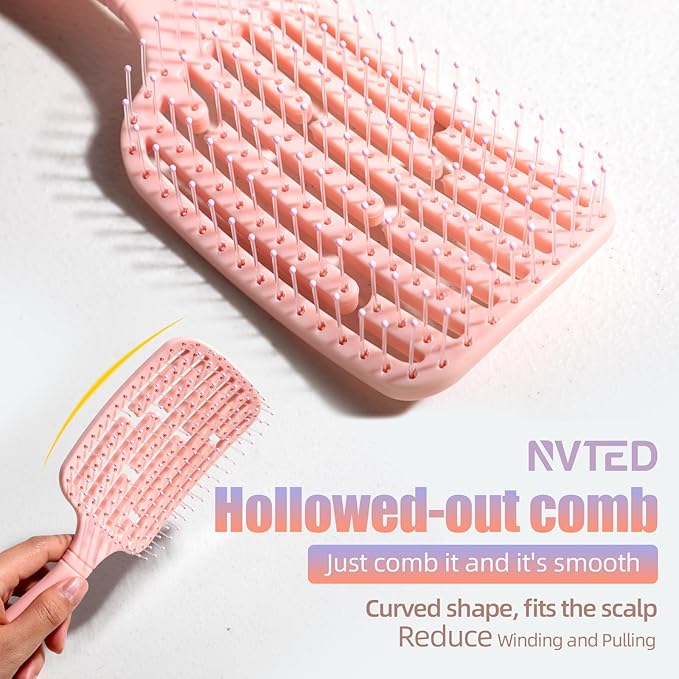 NVTED 3 PCS Hair Comb Set Beauty Hairbrush Wet and Dry, Silicone Scalp Scrubber Wet Hair Brush Shower Detangler For Women, Men