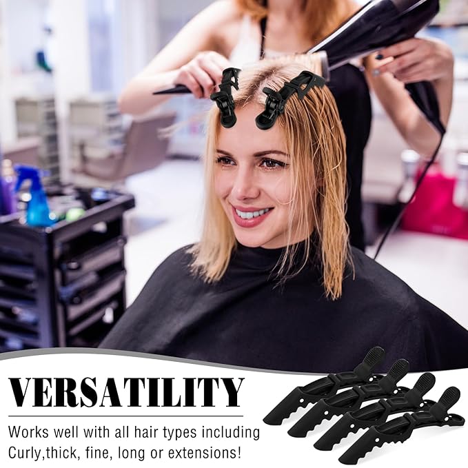 Havawish 12 Pcs Alligator Clips for Hair Styling Matte Alligator Crocodile Clips for Women Hair Sectioning(Black)
