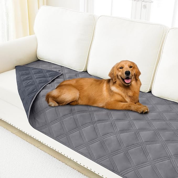 Smiry Waterproof Dog Bed Cover Blanket 40x70, Soft Reversible Pet Blanket, Washable Leakproof Cats Dogs Couch Cover for Sofa, Couch, Furniture, Grey/Dark Grey