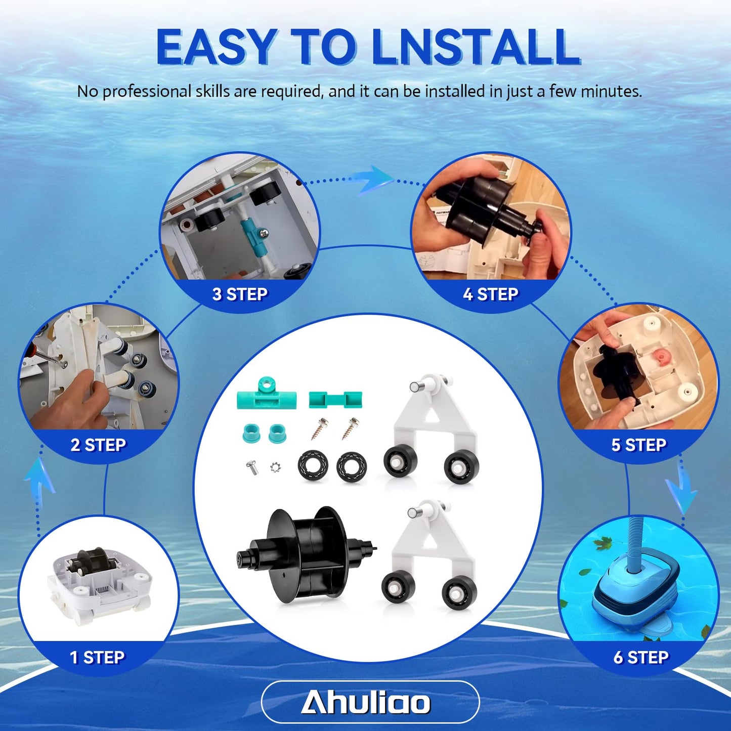 AXV621DAT Pool Cleaner Parts for Hayward Pool Vacuum (All), Navigator (All), Ultra, Aquadroid, Aqua Bug, Diver Dave and Wanda The Whale A-Frame Turbine Pool Vac Rebuild Kit
