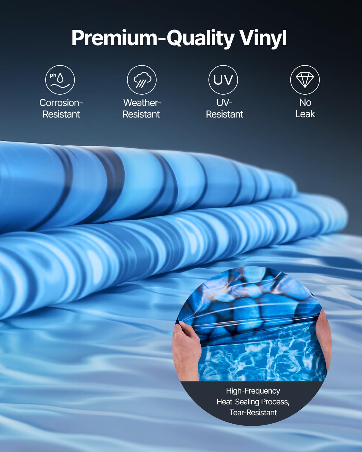 VEVOR 8-ft Round Above Ground Pool Liner, Overlap Pool Liners, Standard Gauge Vinyl, 48-to-54inch Wall Height, Designed for Steel Sided Above-Ground Swimming Pools