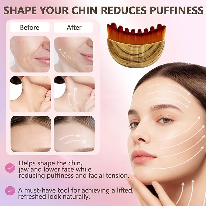 Lymphatic Contour Face Brush, Super Soft Manual Lymphatic Drainage Massager for Sculpting, Relieve Fatigue & Reduce Puffiness, with Portable Case Suitable for Facial Cleansing and Massage (1-PCS)