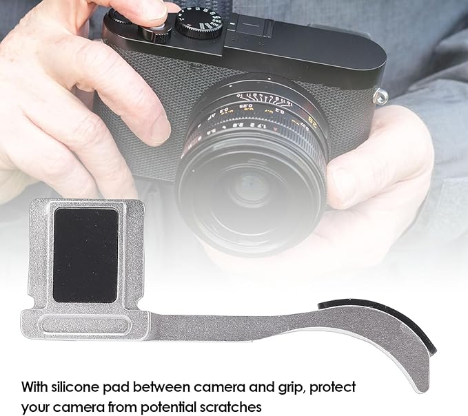 EBTOOLS Thumb Up Grip, CNC Machined Aluminum Alloy Thumb Rest for Q3 Camera, with Anti Scratch Silicone Pad for Stable Hand Hold (Silver)