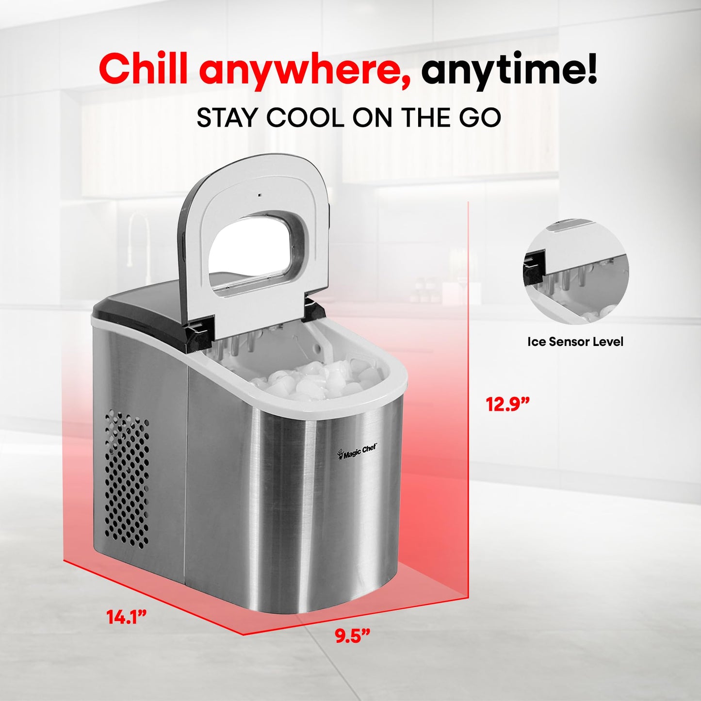 Magic Chef MCIM22ST 27 lb Ice Maker Stainless Steel
