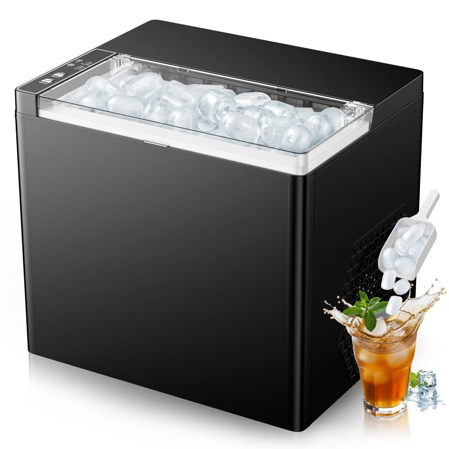 Ice Makers Countertop, 9 Ice Cubes in 6 Mins Portable Ice Maker, 2 Sizes of Bullet Ice (S/L) Small Ice Machine for Home Kitchen Camping (Raven)