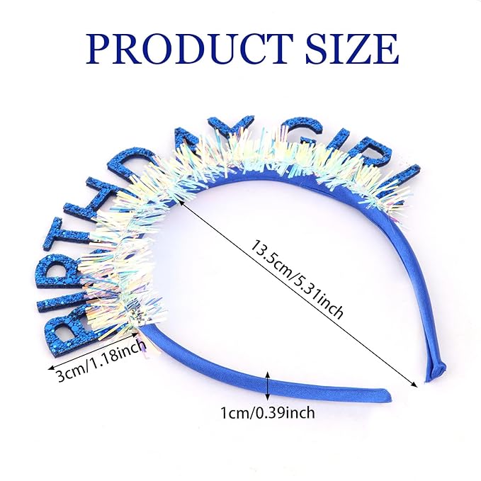 CIEHER Dark Blue Birthday Girl Headband Birthday Decorations