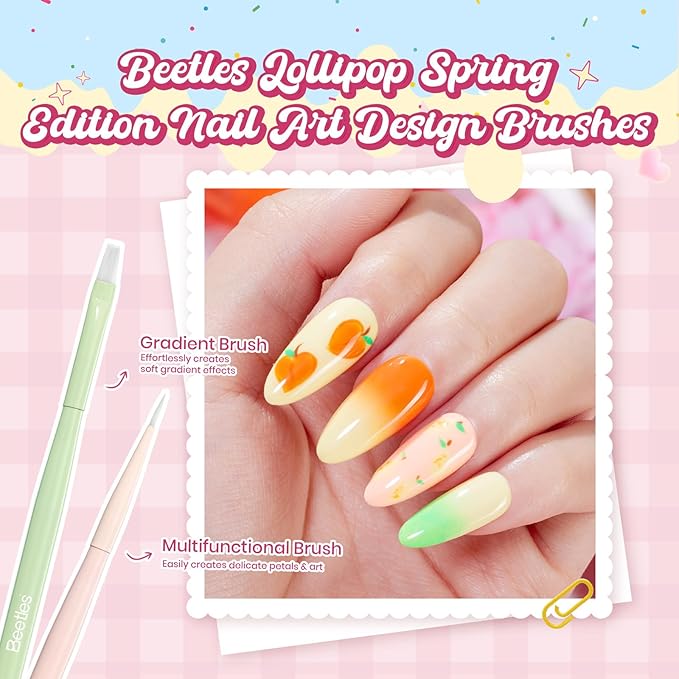 Beetles Spring Nail Art Brushes 6pcs Ã¢ÂÂ Sweet Swirl Nail Art Tools Liner Brushes for Nails Dotting Tool Gradient French Manicure Design Pen with Floral Palette, Brush Holder, DIY Gift for Women