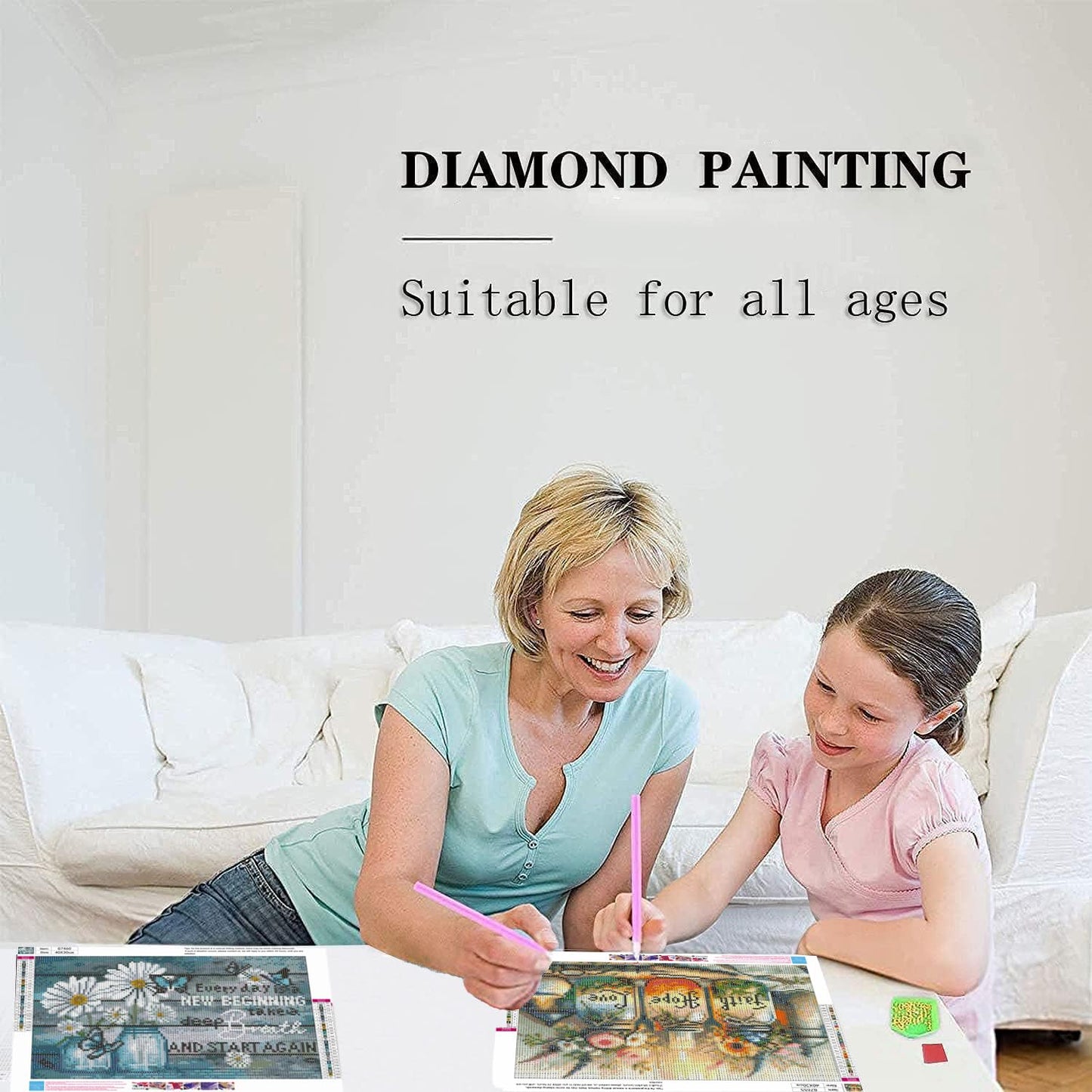 Tiwabb 4 Pack Diamond Art Kits for Adults Beginners,Inspirational Flower Diamond Painting Kits for Adults,5D Full Drill DIY Diamond Dot Gem Art Kit Wall Home Decor Arts Craft 12x16 inch