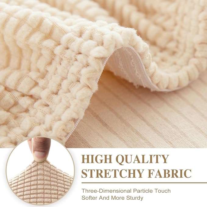 Couch Cushion Cover Seat Cushion Cover Stretch Armchair Cover Separate Sectional Sofa Slipcovers Furniture Protector(1 Piece for Seat or Sofa Backrest, Natural)