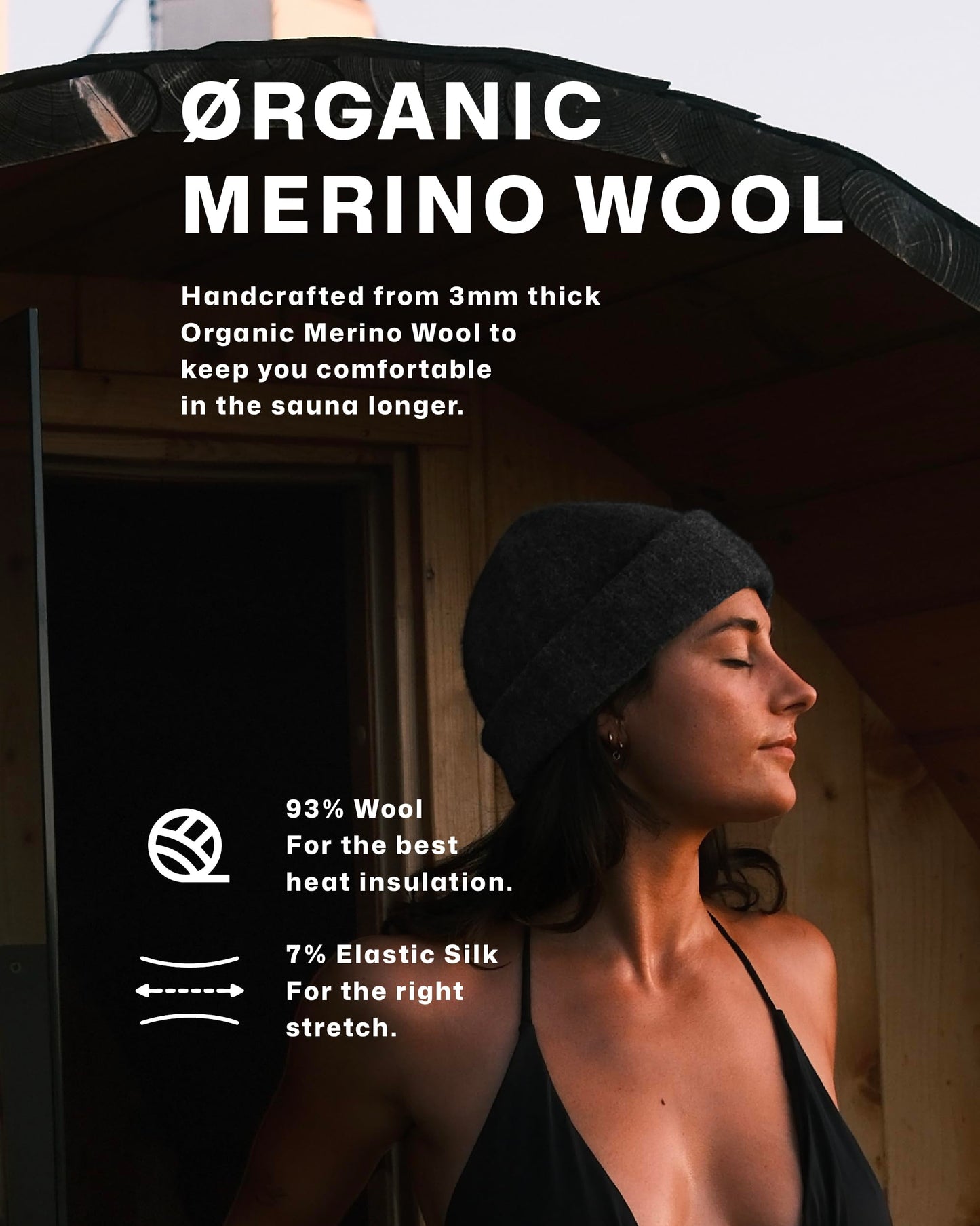 SØND - Sauna Hat for Men & Women - Merino Wool Heat Insulation & Hair Protection - Wool Sauna Cap & Banya Hat - Sauna Accessory - Beanie Style - Dark Grey