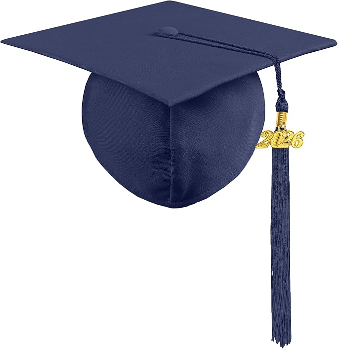 Graduation Cap with 2026 Tassel Year Charm Black Graduation Cap for High School & Bachelor