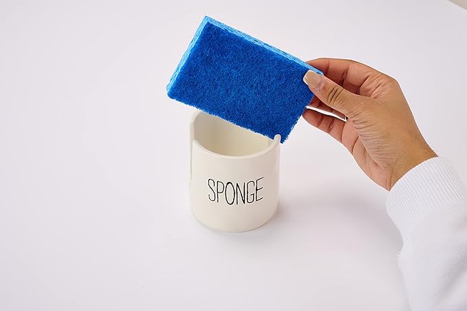 Mud Pie Kitchen Dish Sponge Holder Caddy, Off White