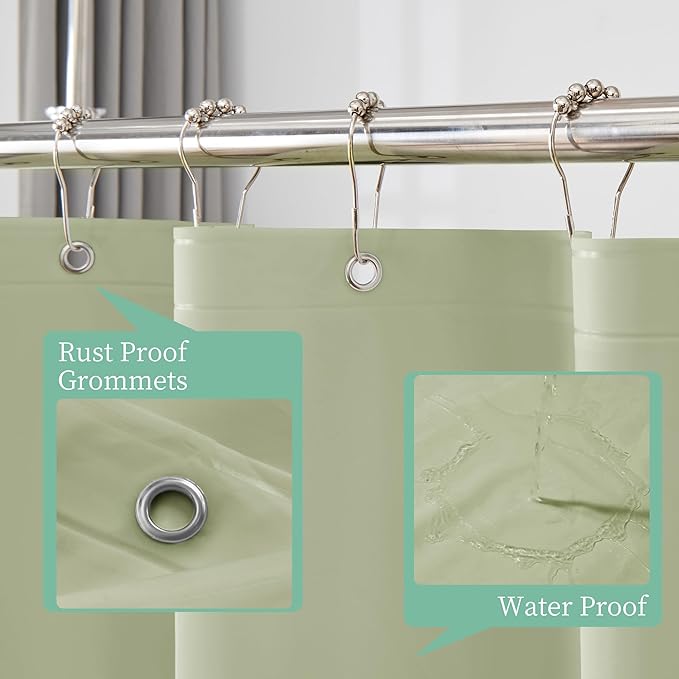 Mrs Awesome Sage Shower Curtain Liner with 3 Magnets, 72x72 Premium Flexible Sturdy Plastic Shower Curtain for Bathroom Lightweight & Waterproof, Desert Sage