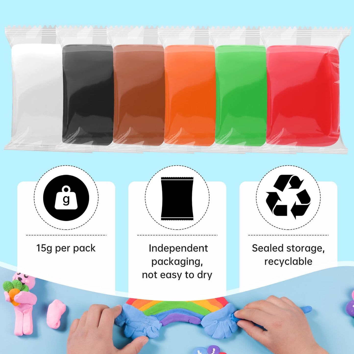 Wolwefa Air Dry Clay, 36 Packs White Air Dry Foam Clay, 19oz Soft Modeling Clay Super Light Weight Air Dry Clay Perfect for Arts Crafts