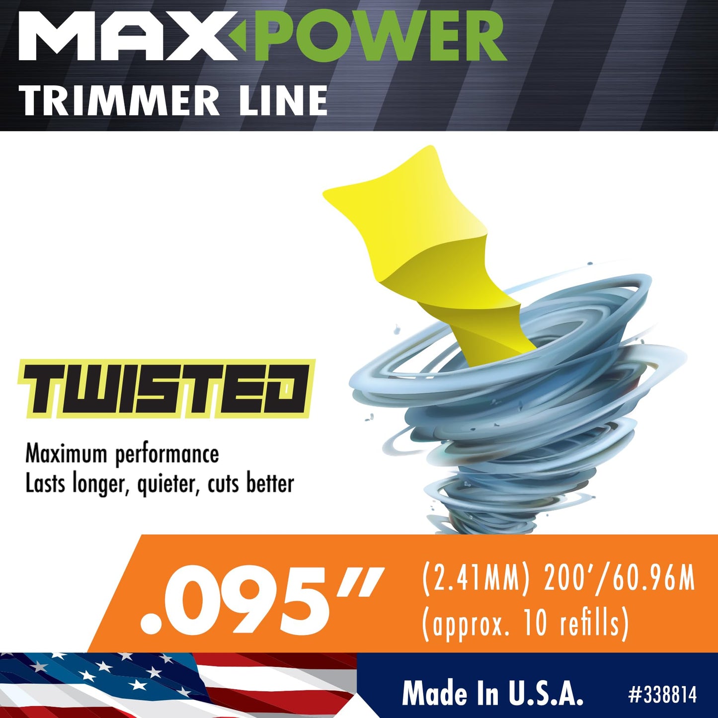 MaxPower 338814 0.095-Inch Premium Twisted Trimmer Line, 200-Foot Length